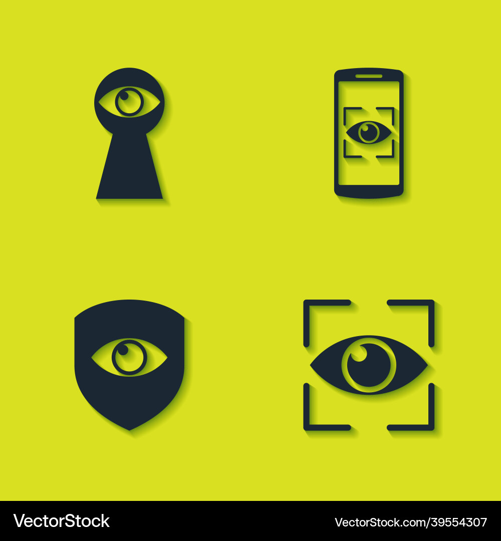 Set keyhole with eye scan shield Set keyhole with eye scan shield vector image