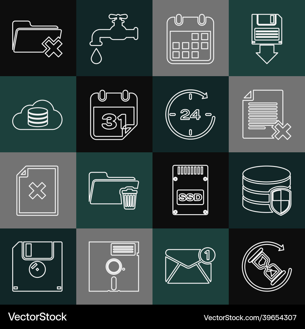 Set line waiting database protection delete file Set line waiting database protection delete file vector image