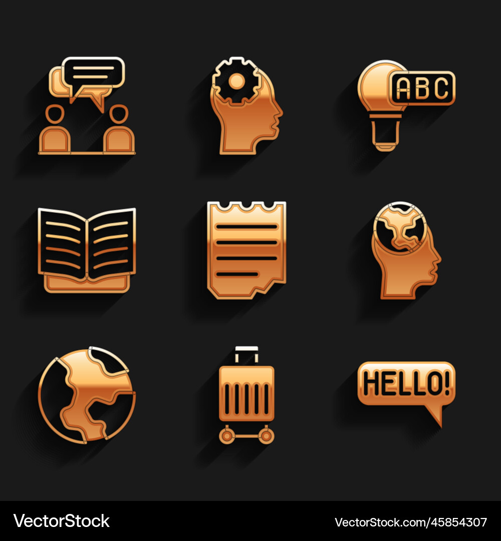 Set notebook suitcase hello in different Vector Image