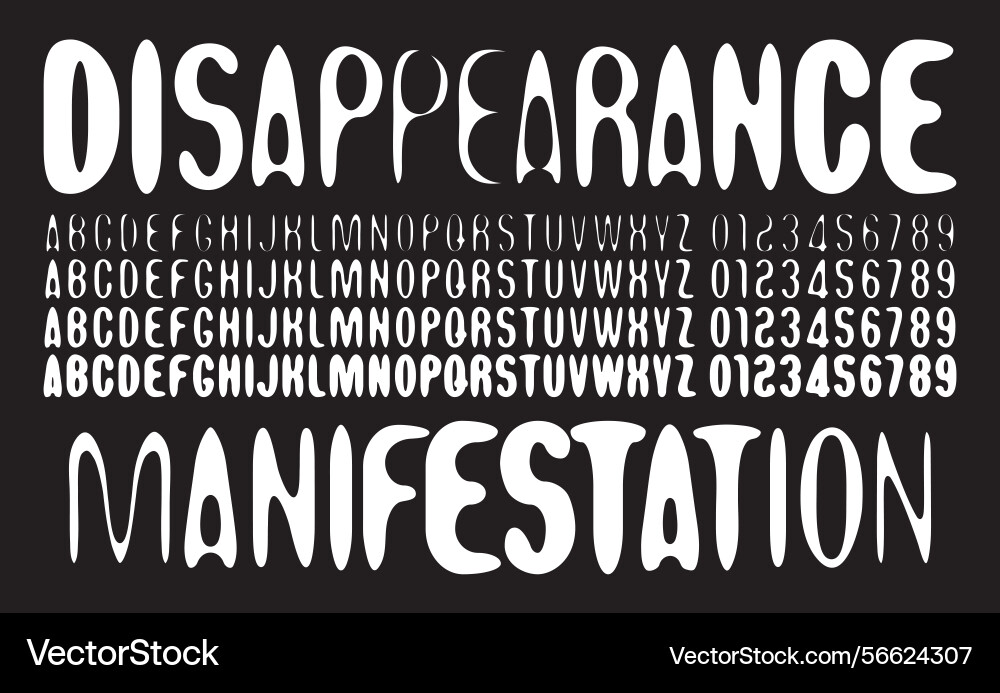 Set of simple rounded distorted font Set of simple rounded distorted font vector image