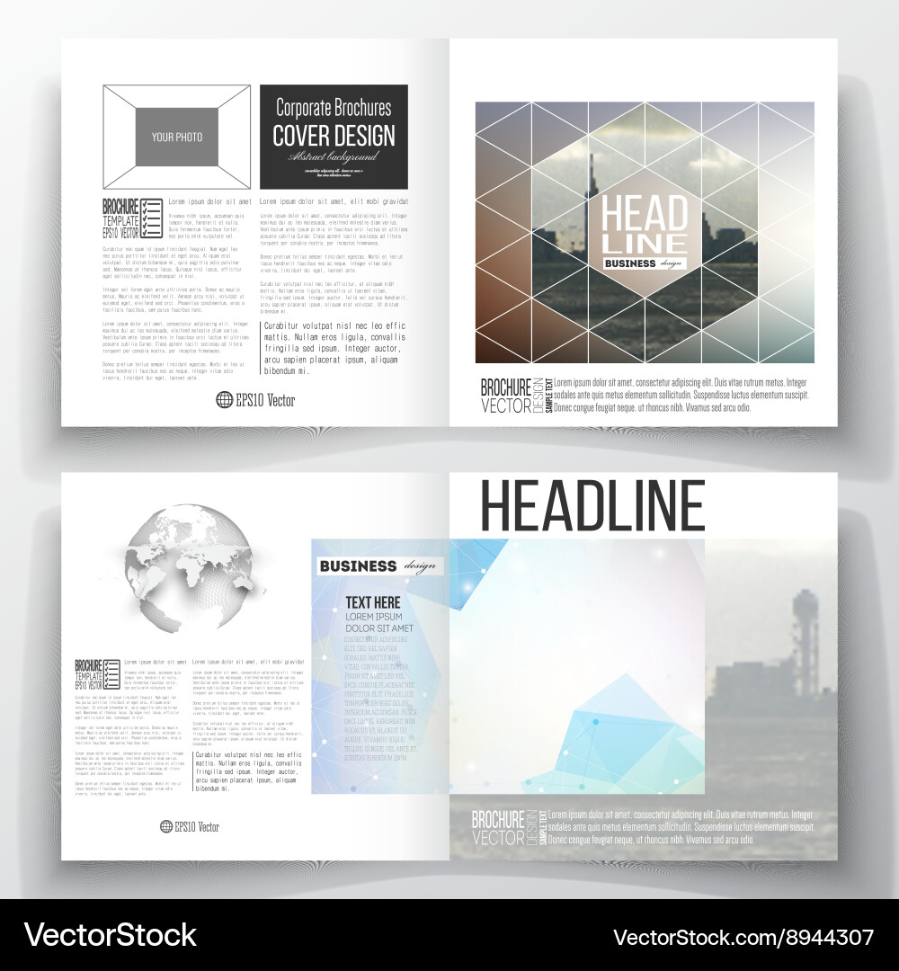 Set of square design brochure template abstract vector image