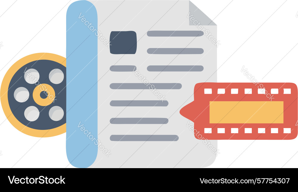 Video script document icon media production file vector image