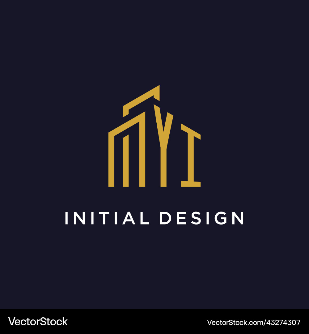 Yi initial monogram with building logo design Yi initial monogram with building logo design Vector Image