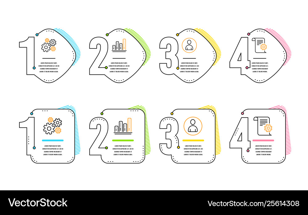 Avatar graph chart and cogwheel icons set Avatar graph chart and cogwheel icons set Vector Image