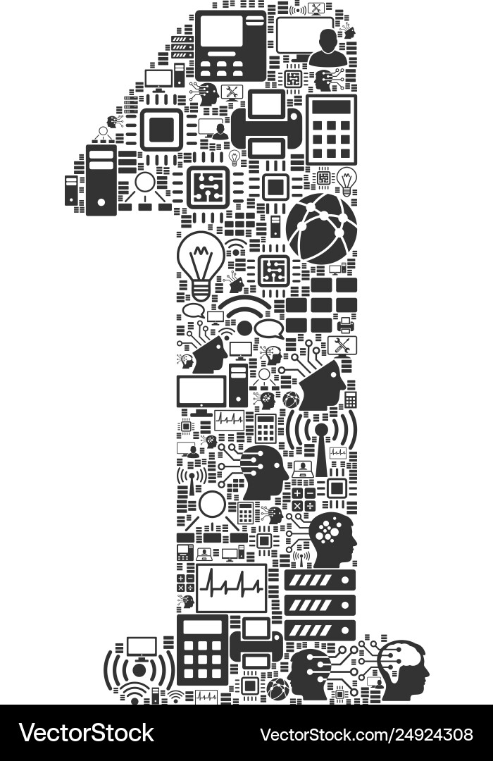 Digit one collage icon for bigdata and computing Vector Image