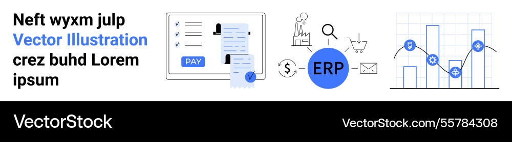 Erp solution with payment processing factory Erp solution with payment processing factory vector image
