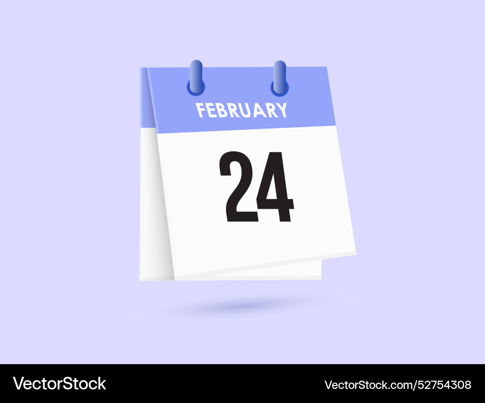 February 24 - calendar and time planner daily Vector Image