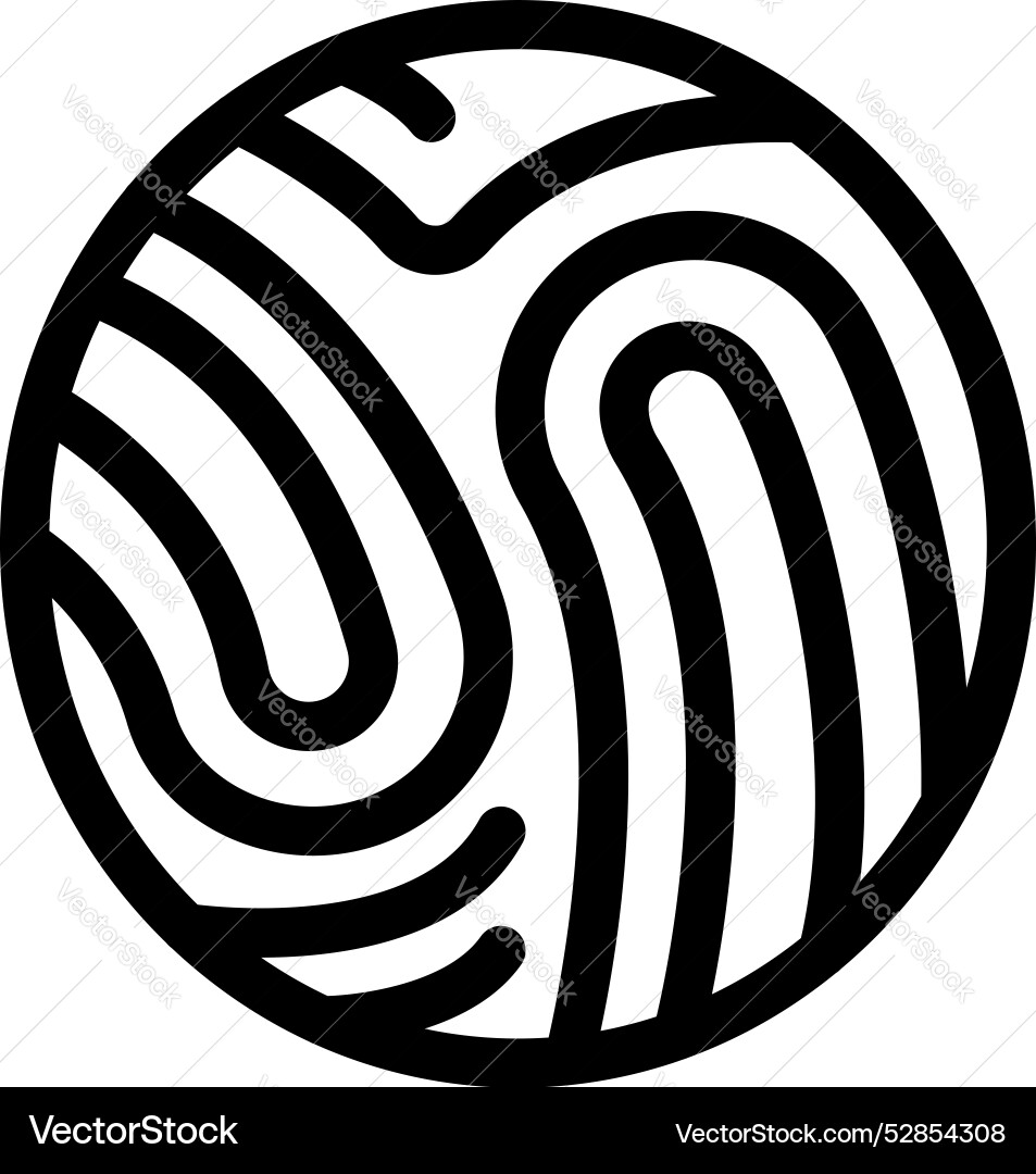 Fingerprint pattern forming a circle with curved vector image