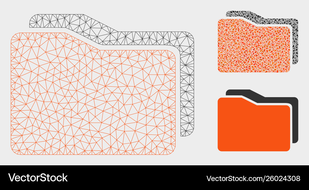 Folders mesh 2d model and triangle mosaic Folders mesh 2d model and triangle mosaic vector image