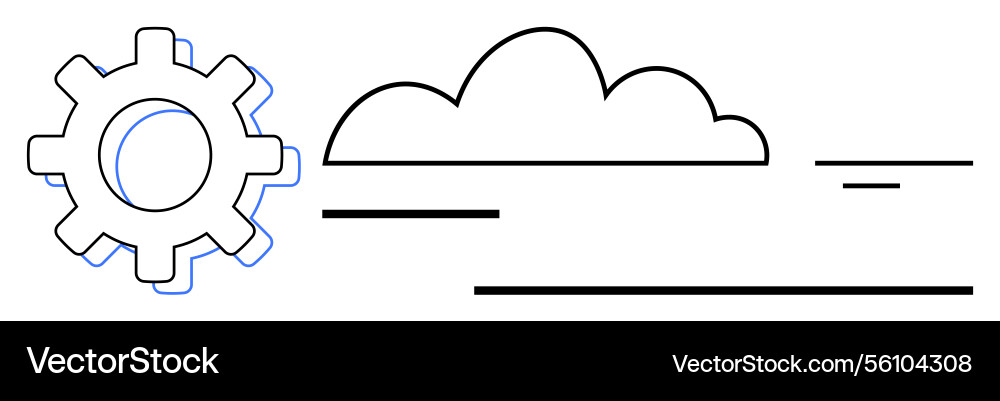Gear and cloud with horizontal lines representing Vector Image