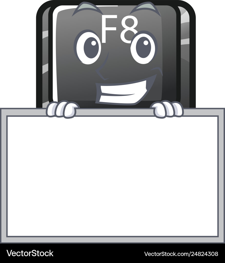 Grinning with board button f8 in shape vector image