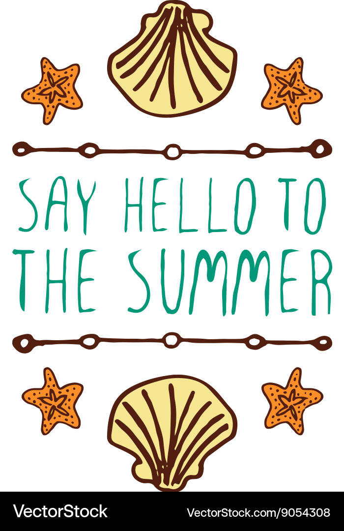 Hand-sketched typographic element with shell vector image