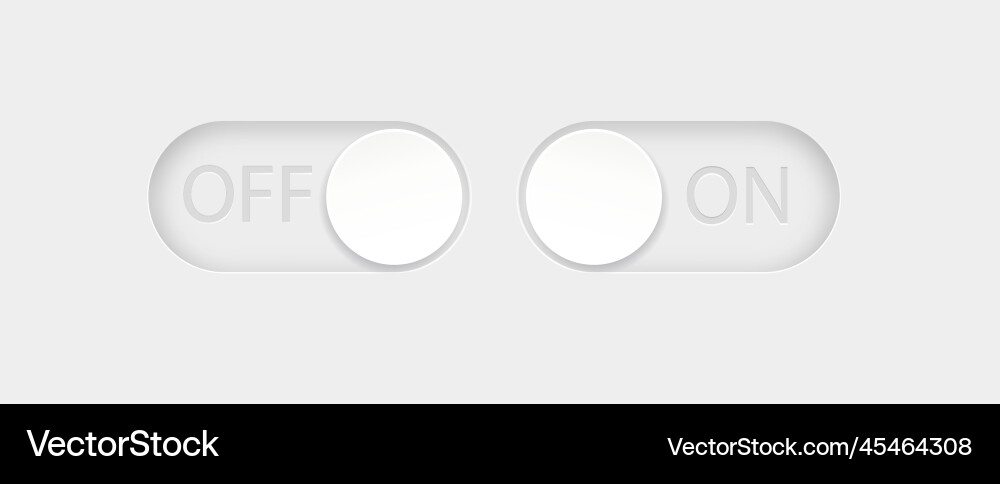 On and off toggle switch buttons material design vector image