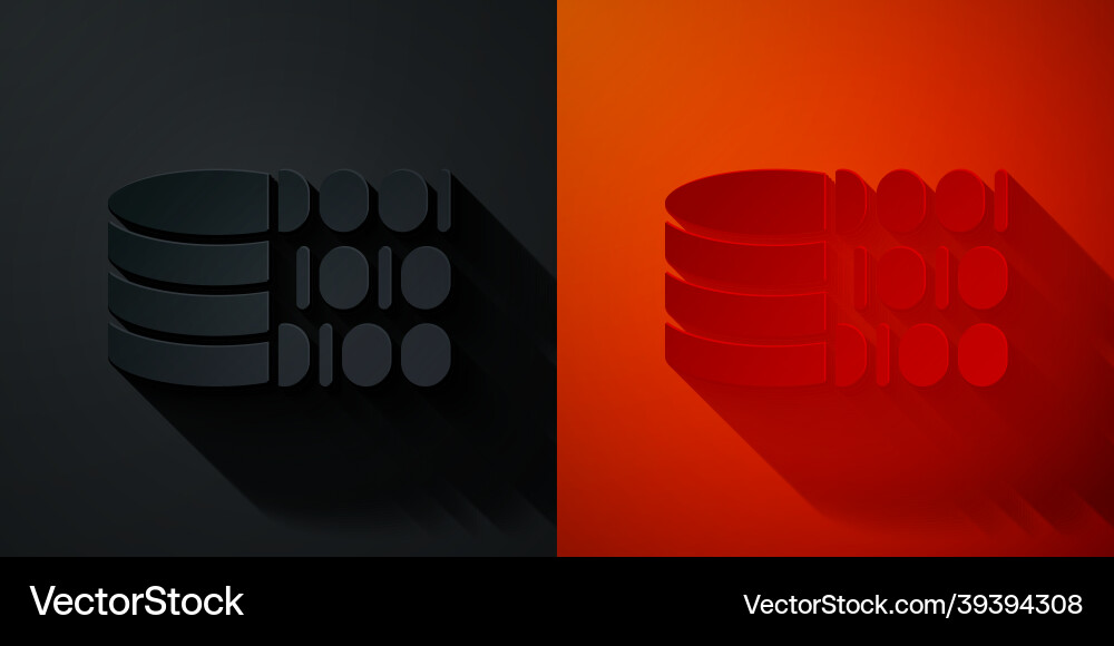 Paper cut binary code icon isolated on black vector image