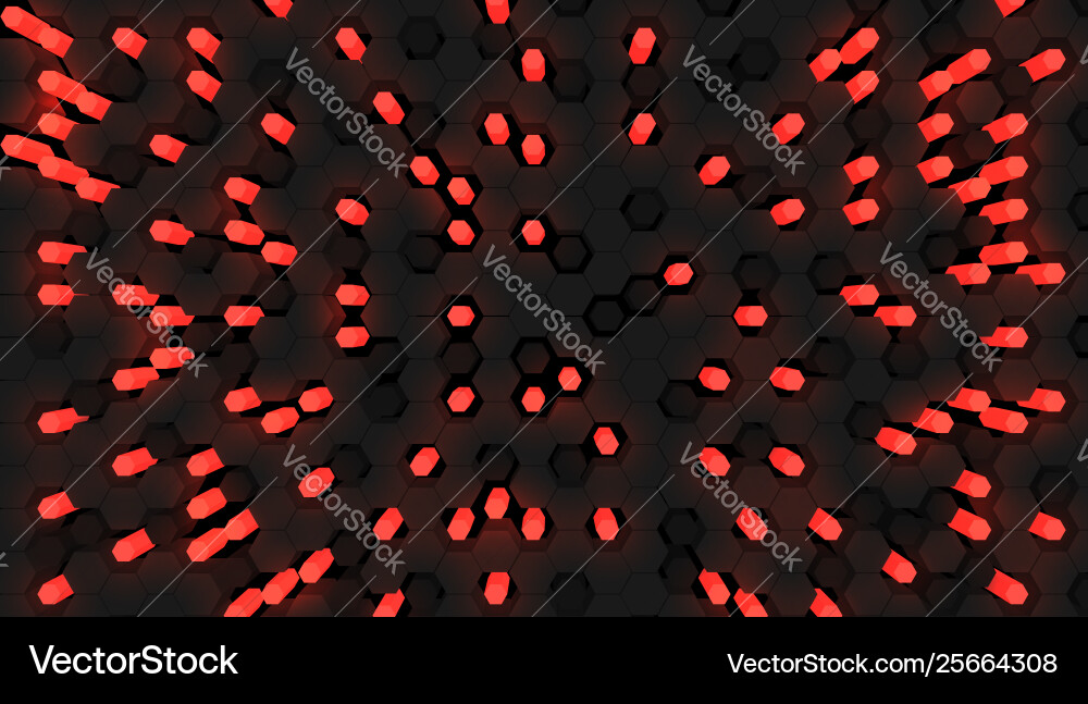 Red 3d hexagon tech background Red 3d hexagon tech background Vector Image