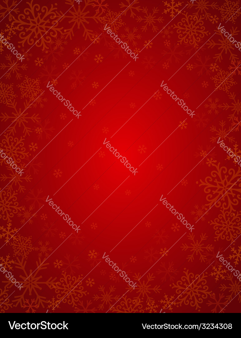 Red background with frame of snowflakes vector image
