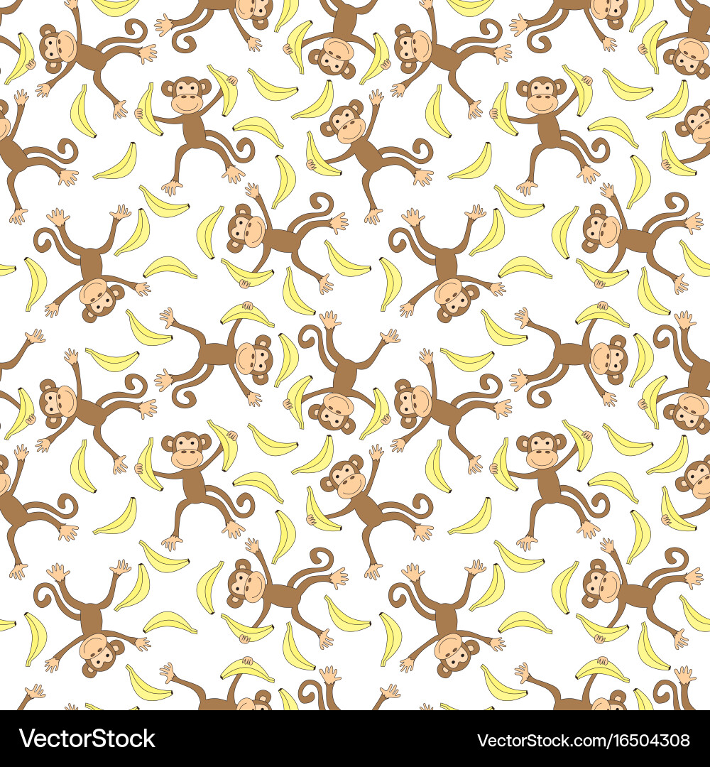 Seamless monkeys pattern vector image