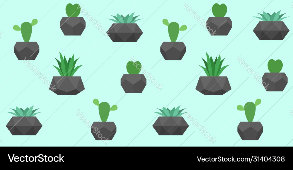 Seamless pattern with cactuses vector image