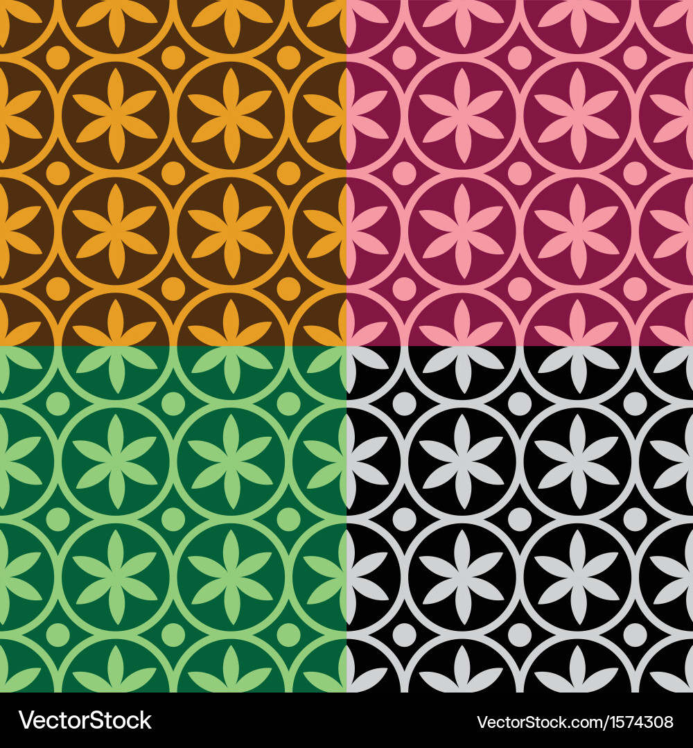 Seamless pattern with flowers and circles Vector Image