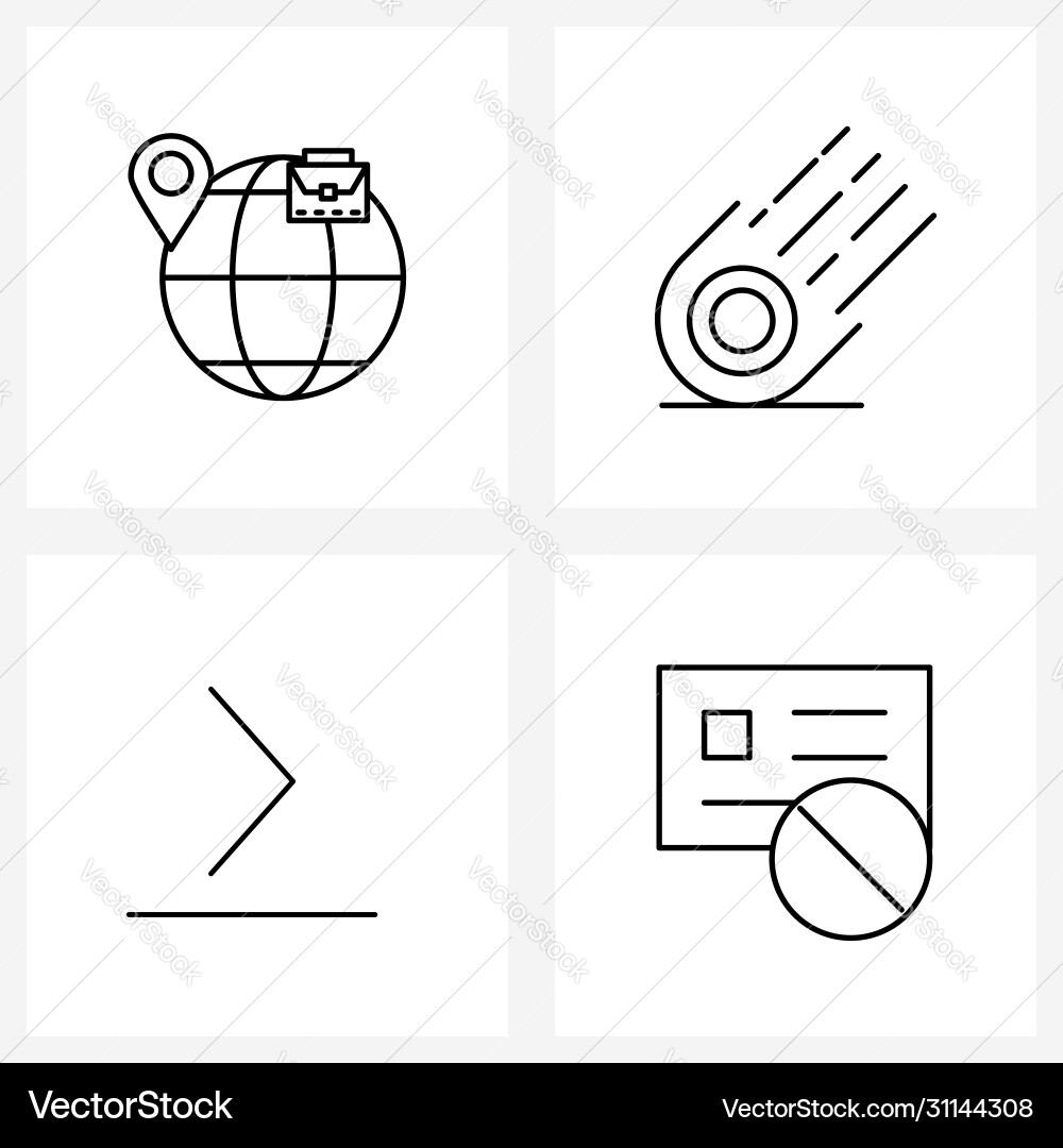 Set 4 simple line icons for web and print Vector Image