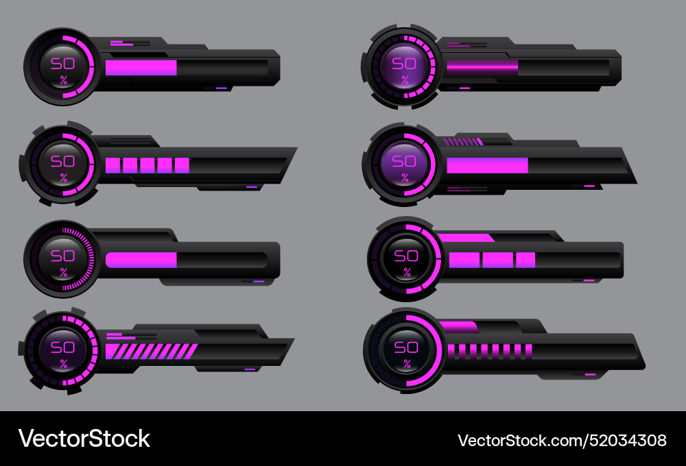 Set von hud moderne Lade Fortschrittsbars Benutzer Set von hud moderne Lade Fortschrittsbars Benutzer vektorbild
