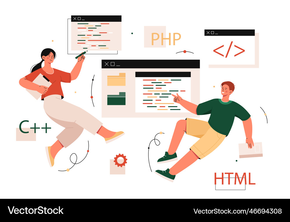 Team of programmers Team of programmers vector image