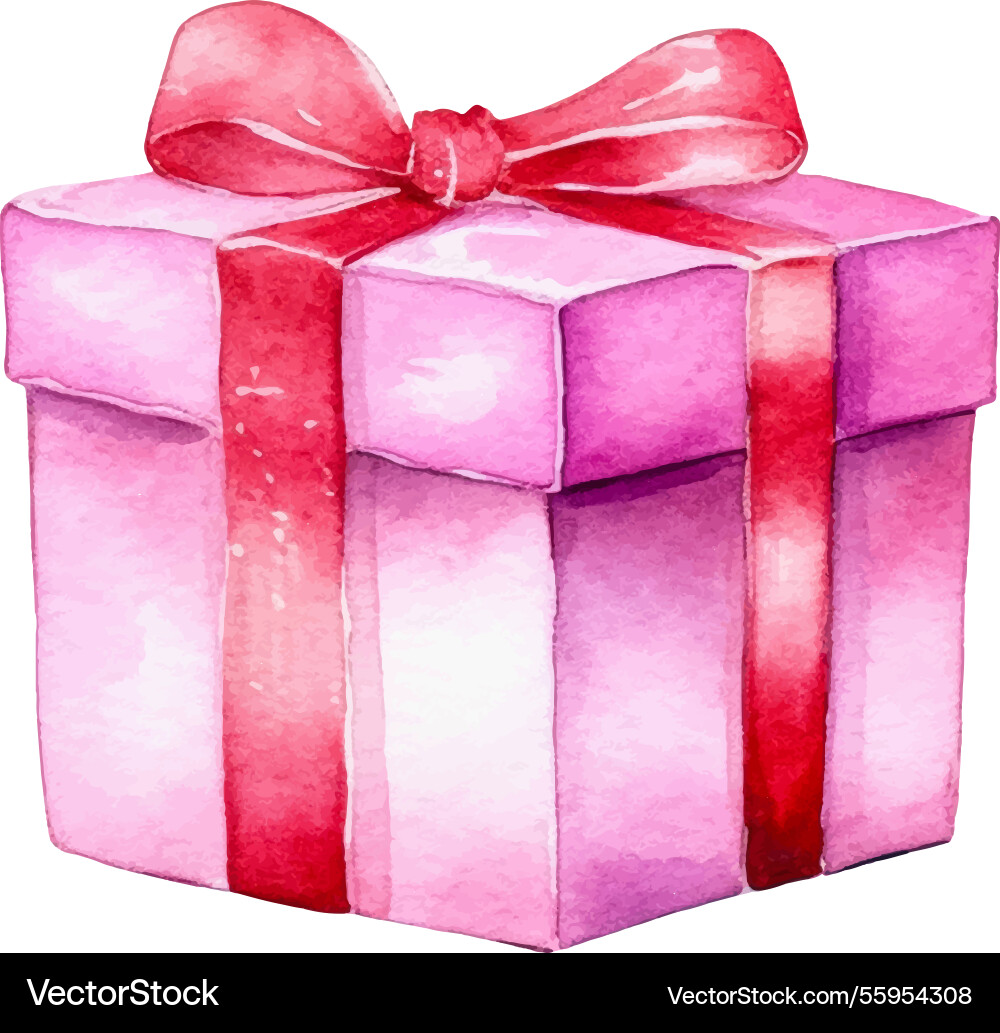 Watercolor painted gift box hand drawn holiday Watercolor painted gift box hand drawn holiday vector image