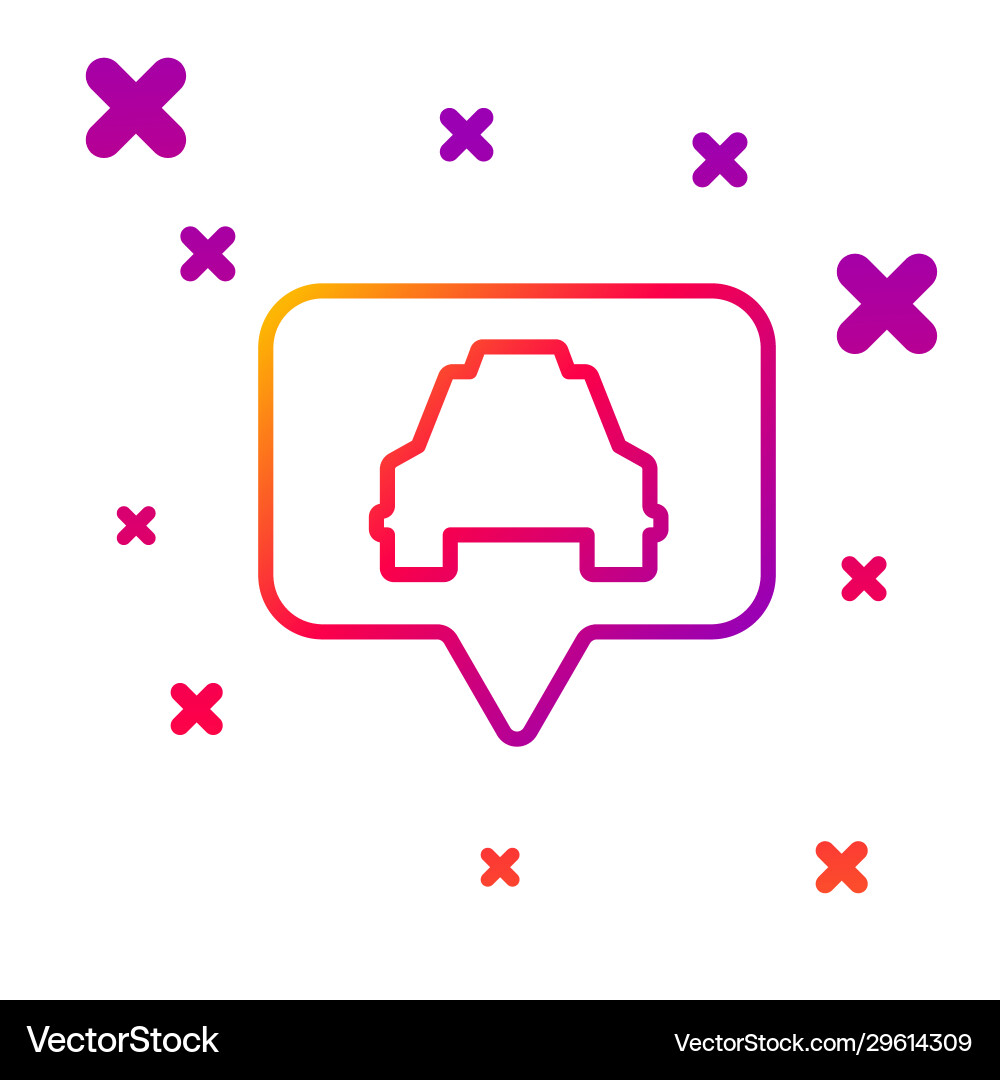 Color line map pointer with taxi icon isolated vector image