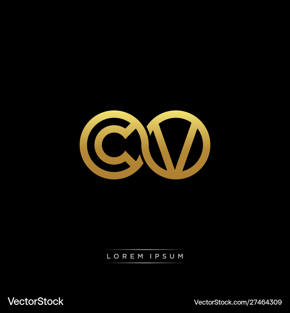 Cv initial letter linked circle capital monogram vector image