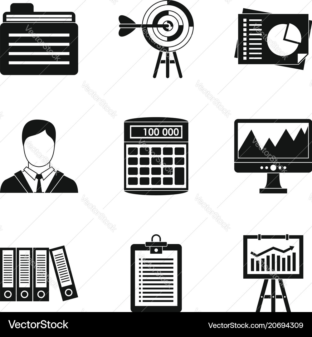 Dedicated computer icons set simple style Dedicated computer icons set simple style vector image