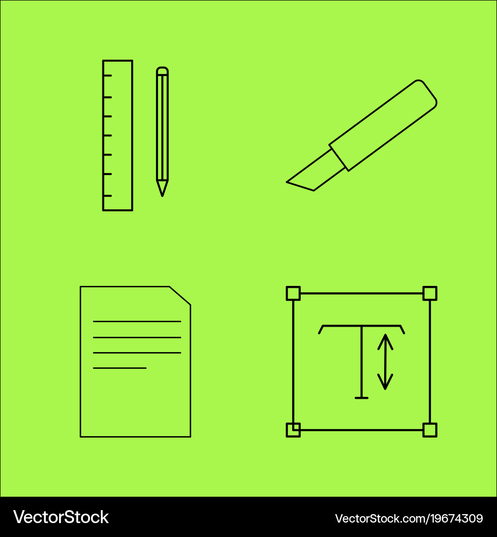 Design elements simple linear outline icon set vector image