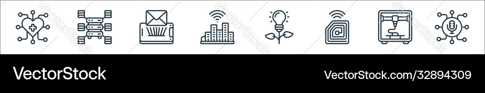 Emerging technology line icons linear set quality Emerging technology line icons linear set quality vector image