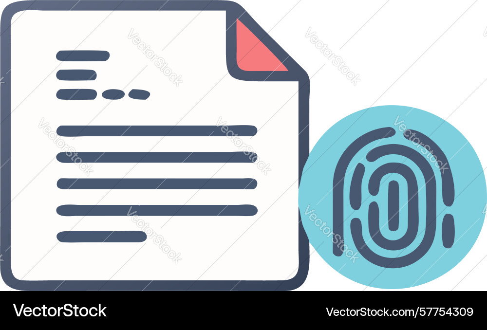 Fingerprint document icon security biometrics vector image