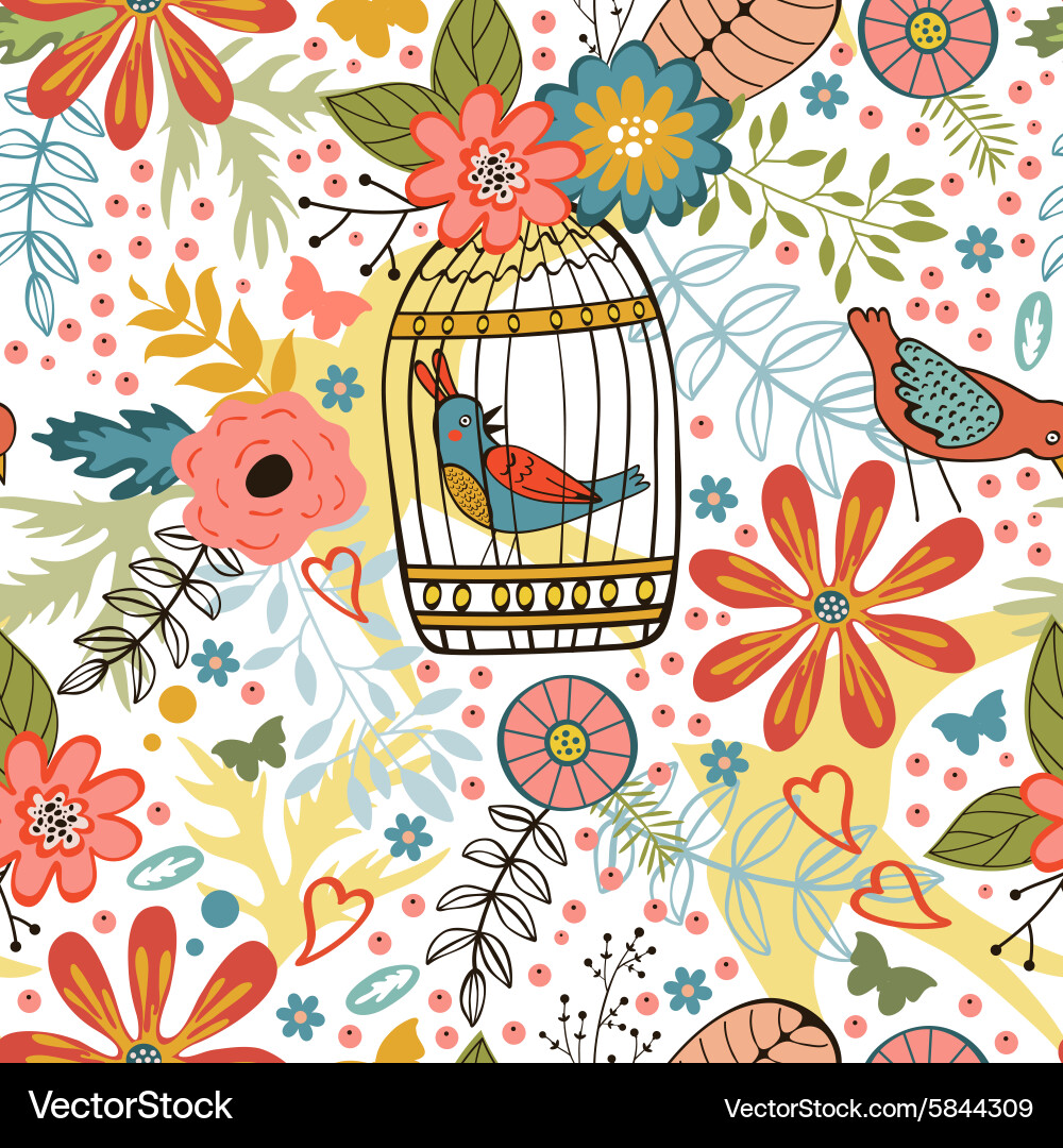 Floral Bird Pattern Vector Image