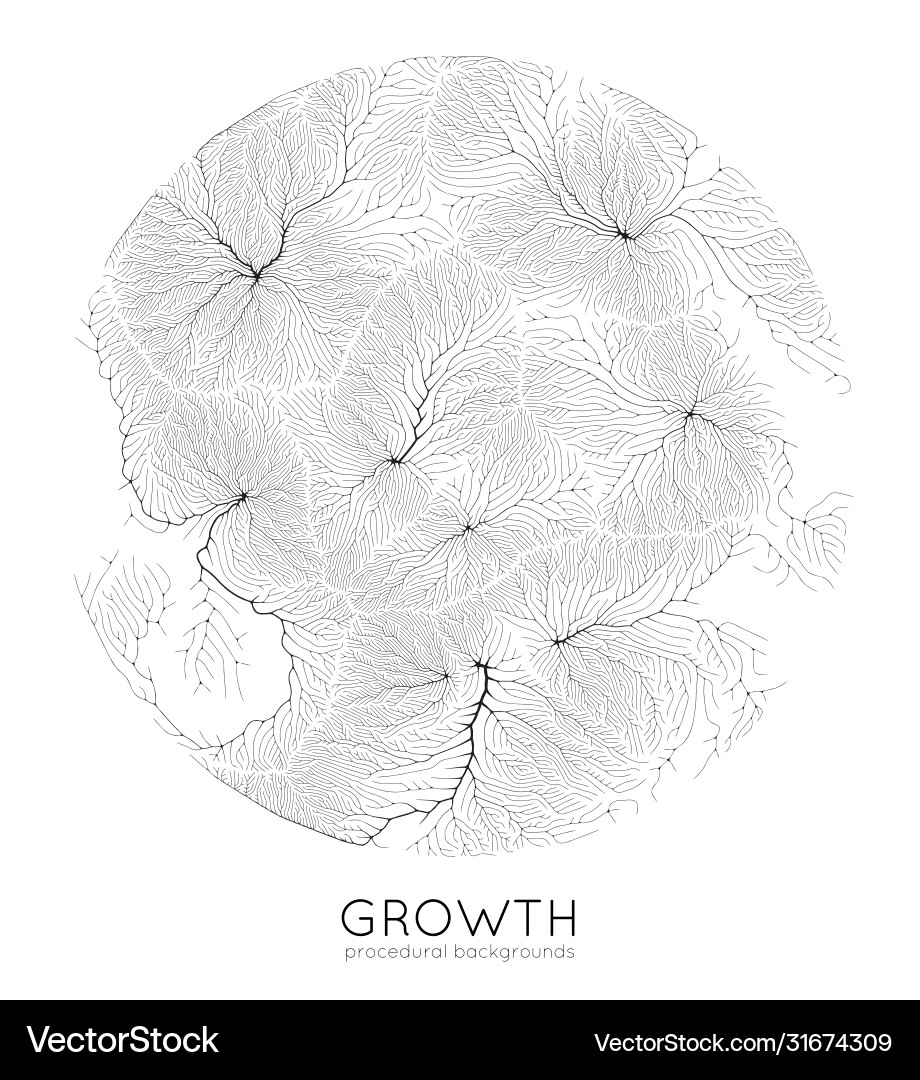 Generative branch growth pattern round Vector Image