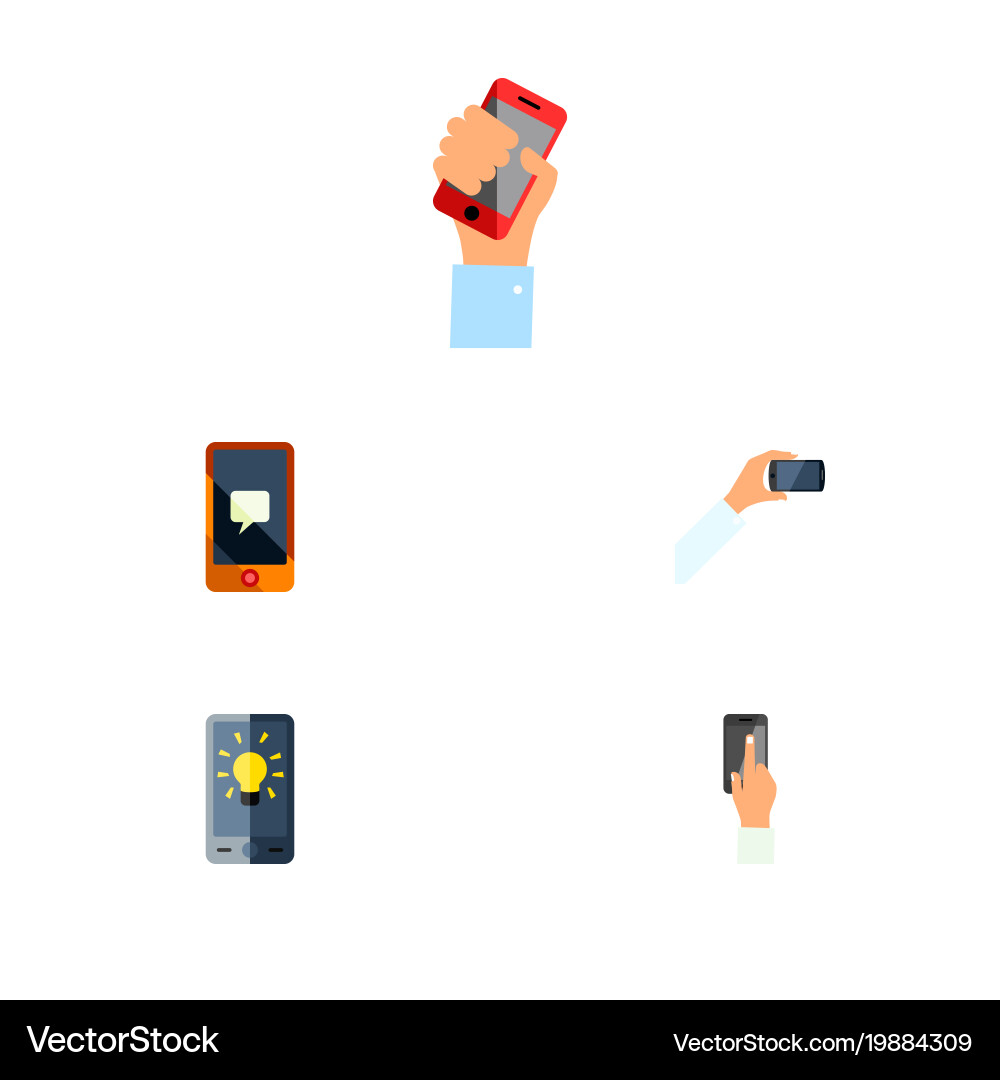Icon flat touchscreen set of interactive display vector image