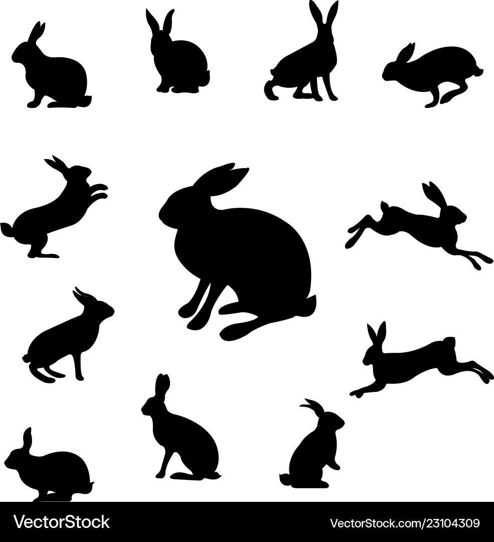 Isolated Rabbit Silhouettes Vector Image