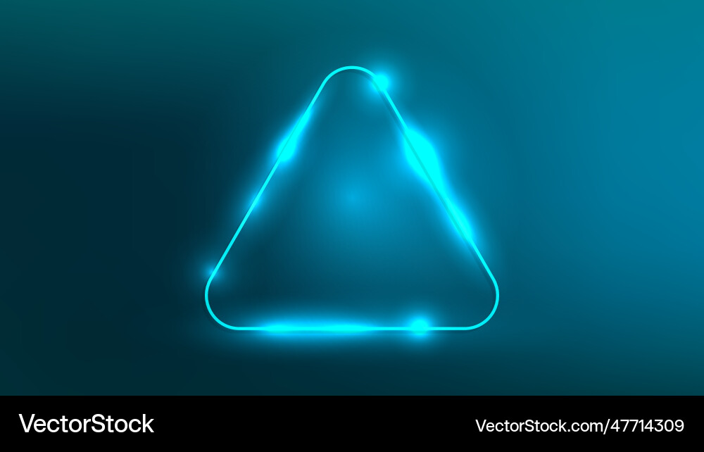 Neon rounded triangle frame with shining effects Vector Image