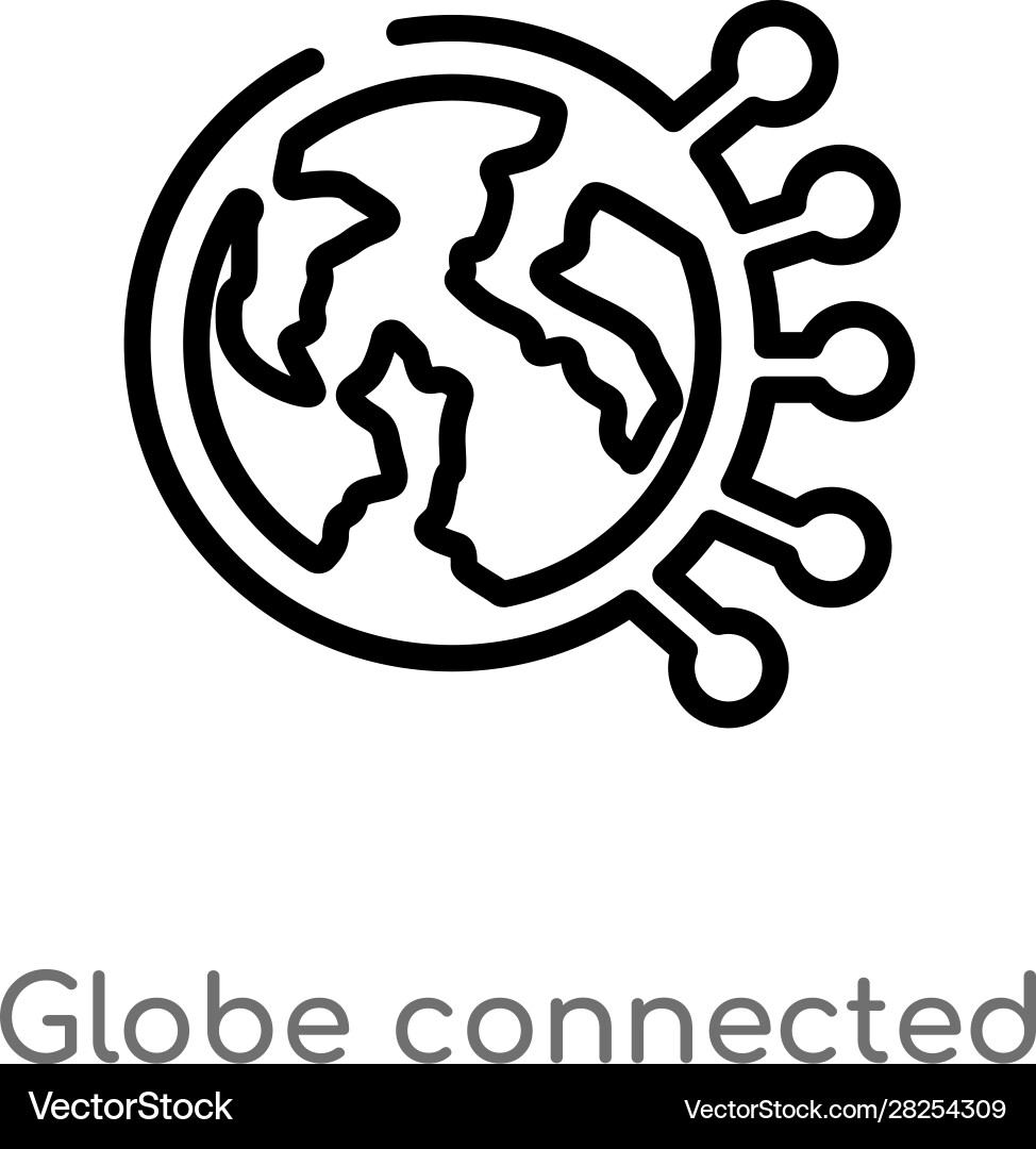 Outline globe connected circuit icon isolated Outline globe connected circuit icon isolated vector image