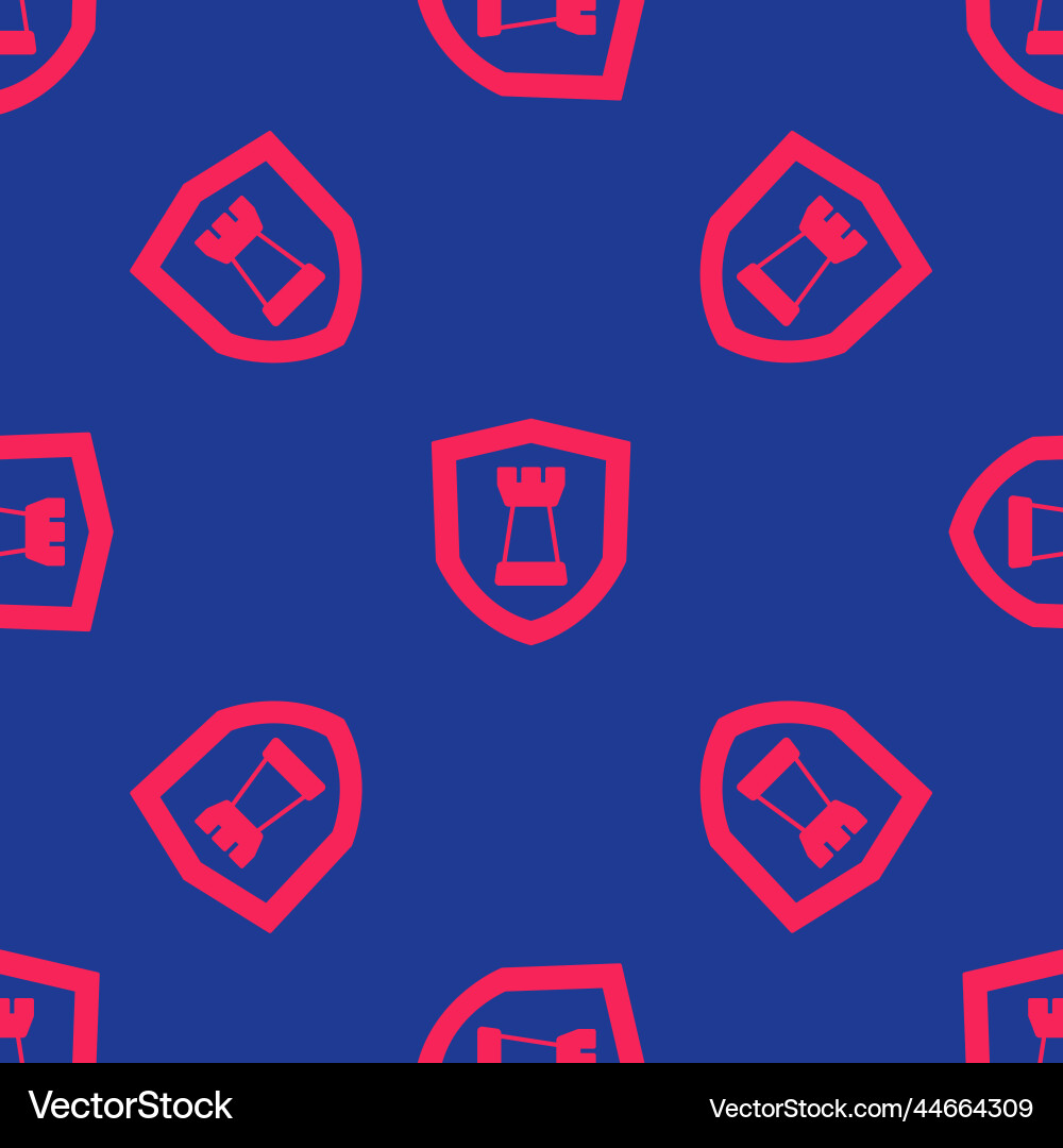 Red chess shield icon isolated seamless pattern Red chess shield icon isolated seamless pattern vector image