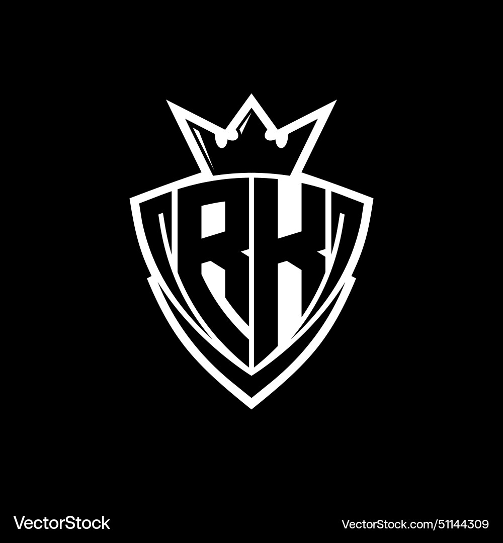 Rk letter logo with sharp triangle shield shape Vector Image