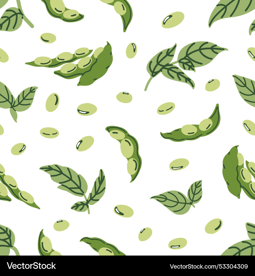 Seamless pattern soybeans and pods endless Seamless pattern soybeans and pods endless vector image