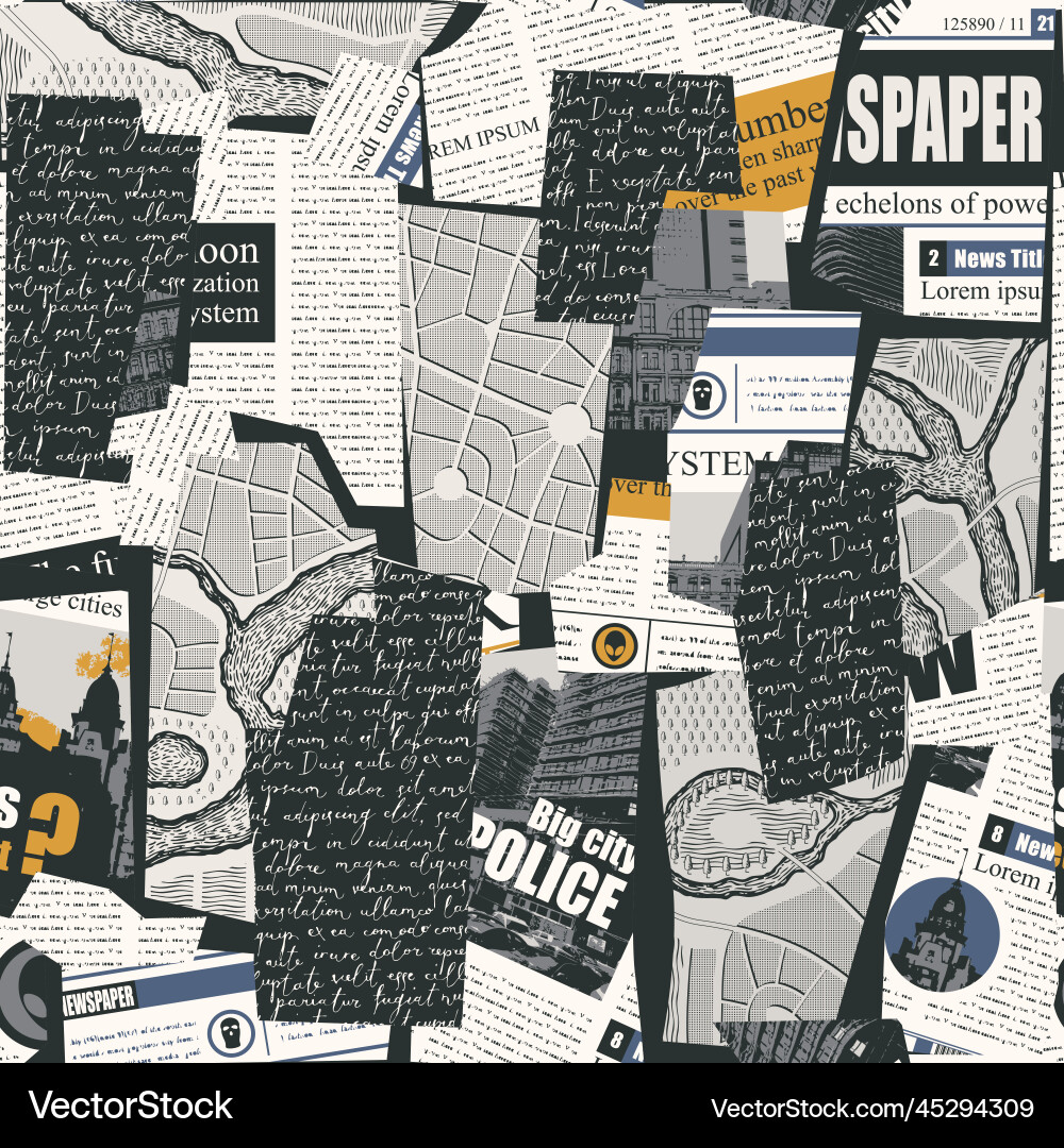 Seamless pattern with collage of newspaper vector image