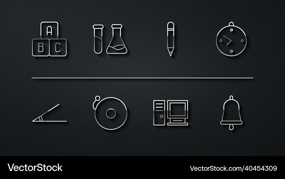 Set line abc blocks acute angle clock computer Vector Image