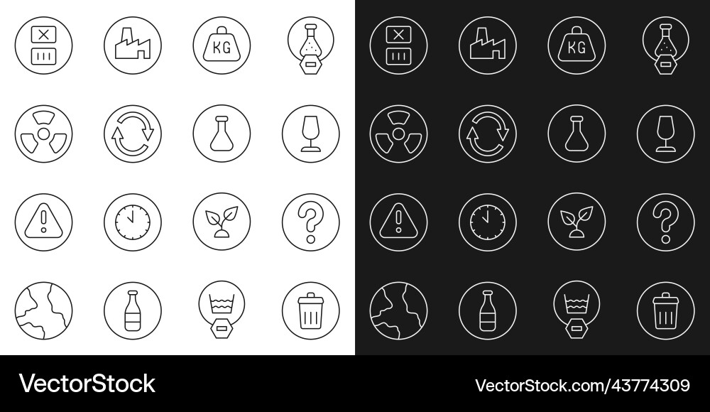 Set line trash can unknown search fragile broken Set line trash can unknown search fragile broken vector image