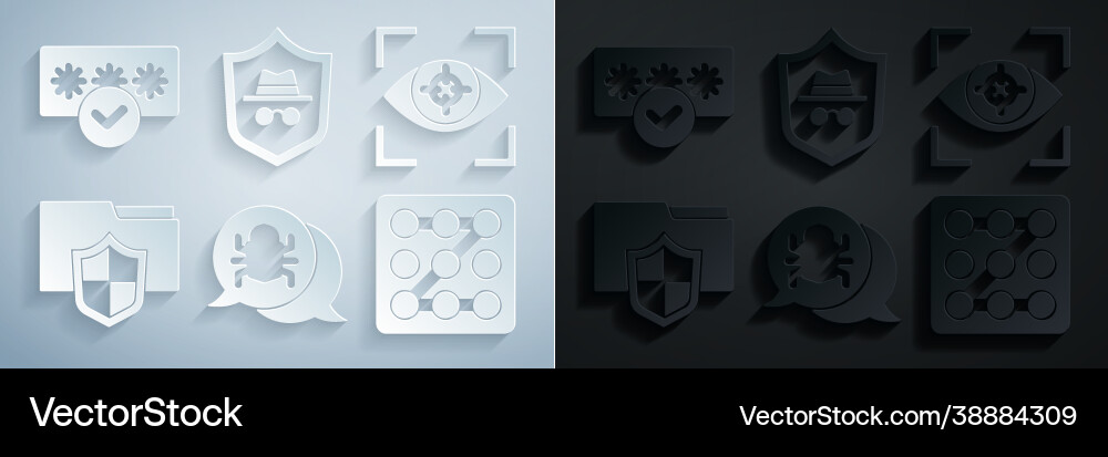 Set system bug eye scan document folder Set system bug eye scan document folder vector image