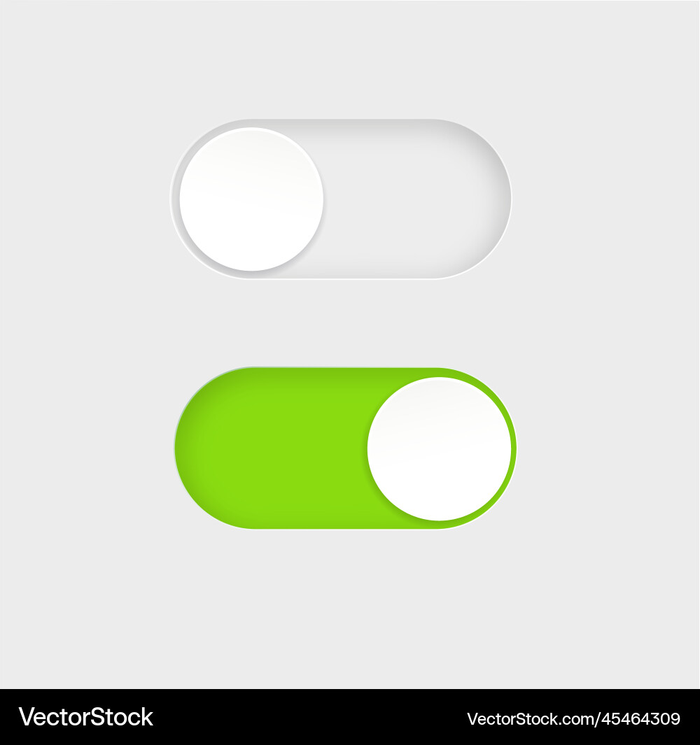 Toggle switch buttons isolated on white background vector image