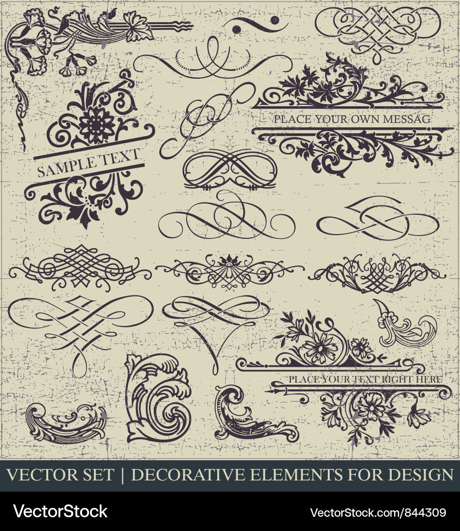 Vintage Scroll & Blumenelemente Vektorbild