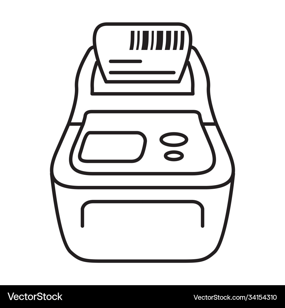 Bar code printerlabel printer flat check Bar code printerlabel printer flat check vector image
