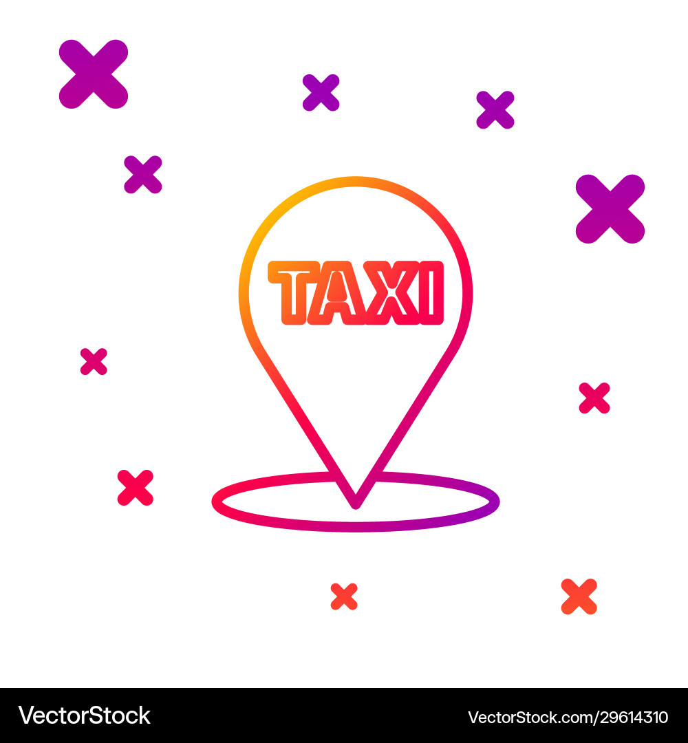 Color line map pointer with taxi icon isolated vector image